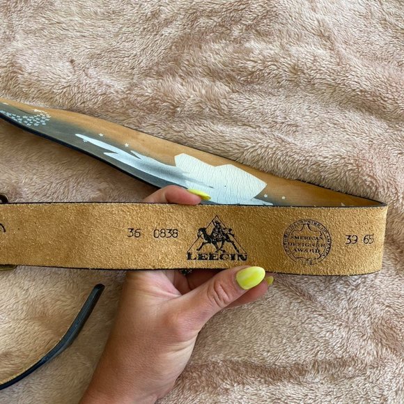 LEEGIN GENUINE LEATHER BELT ABSTRACT WESTERN BOHEMIAN - Picture 4 of 5